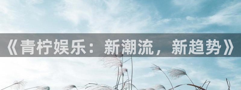 赢咖系列：《青柠娱乐：新潮流，新趋势》